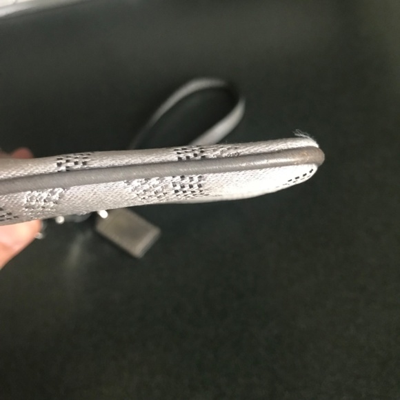 Coach Gray Canvas Leather Signature C Wristlet Mini Pouch - Picture 14 of 16